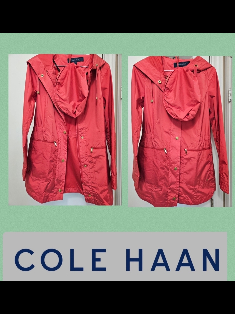 Cole Haan Women's Packable Hooded Spring/Rain Jacket